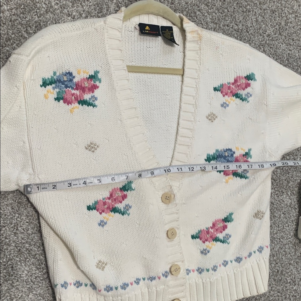 Vintage Liz Sport Floral Embroidered Cardigan Sweater - Picture 7 of 7
